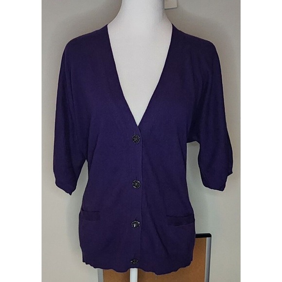 Talbots Sweaters - Talbots Womens Cashmere Blend Lightweight Cardigan Sequened Buttons L